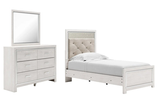 Altyra Twin Panel Bed with Mirrored Dresser Premier Furniture & Mattress