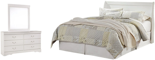Anarasia Queen Sleigh Headboard with Mirrored Dresser Premier Furniture & Mattress