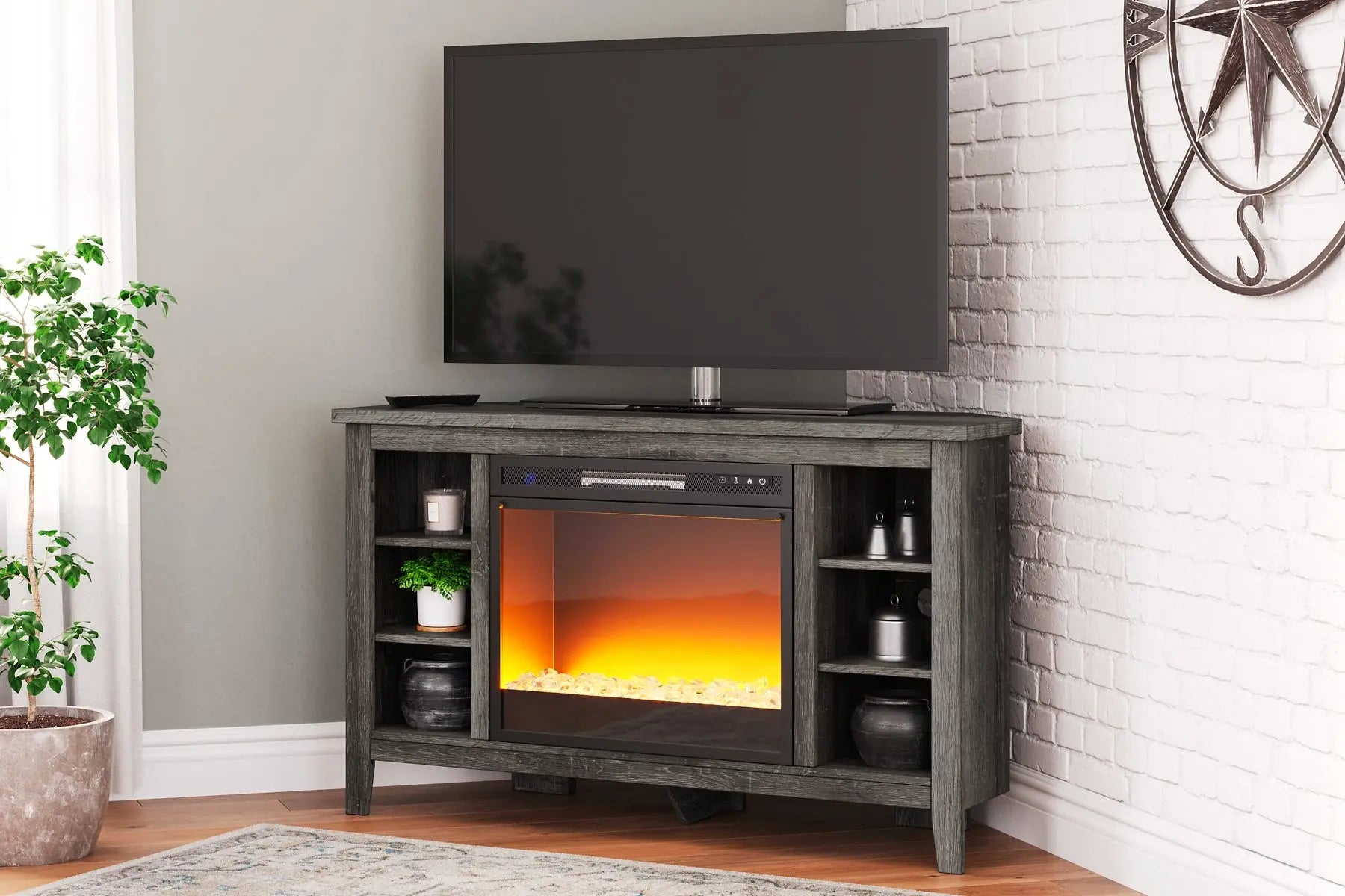 Arlenbry Corner TV Stand with Electric Fireplace Premier Furniture & Mattress