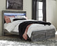 Baystorm Queen Panel Bed with 2 Storage Drawers with Mirrored Dresser and Nightstand - Premier Furniture & Mattress
