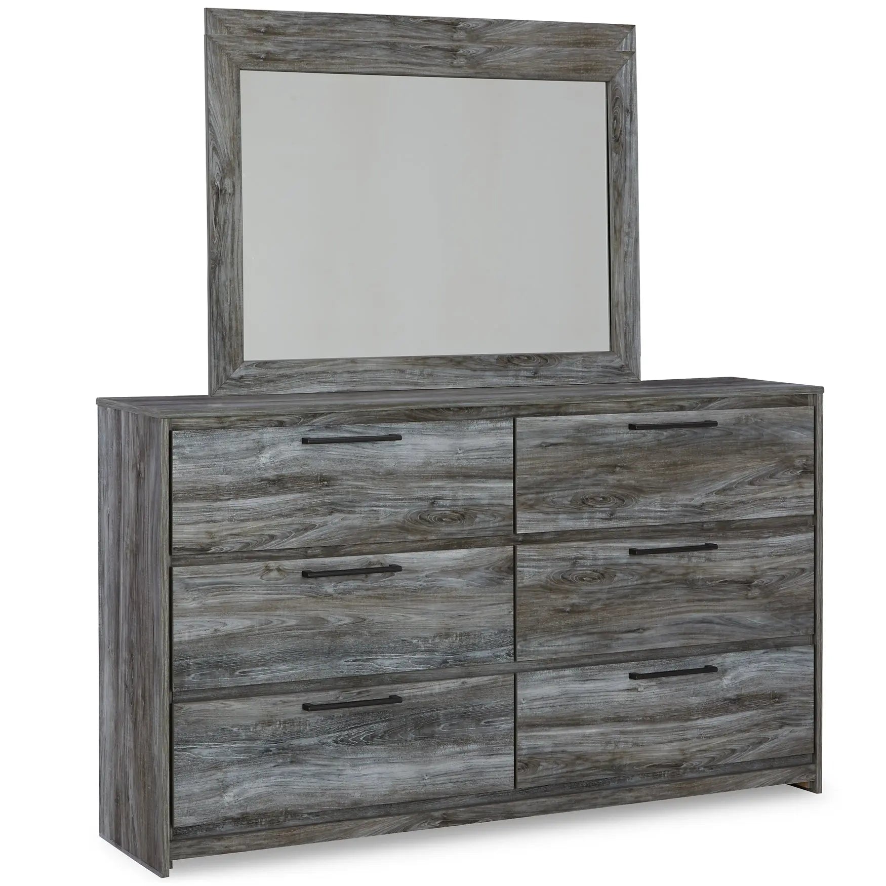 Baystorm Queen Panel Bed with Mirrored Dresser - Premier Furniture & Mattress