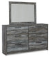 Baystorm Queen Panel Bed with Mirrored Dresser and Nightstand - Premier Furniture & Mattress
