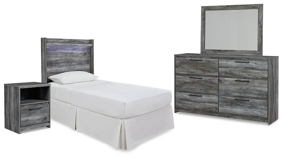 Baystorm Twin Panel Headboard with Mirrored Dresser and Nightstand - Premier Furniture & Mattress