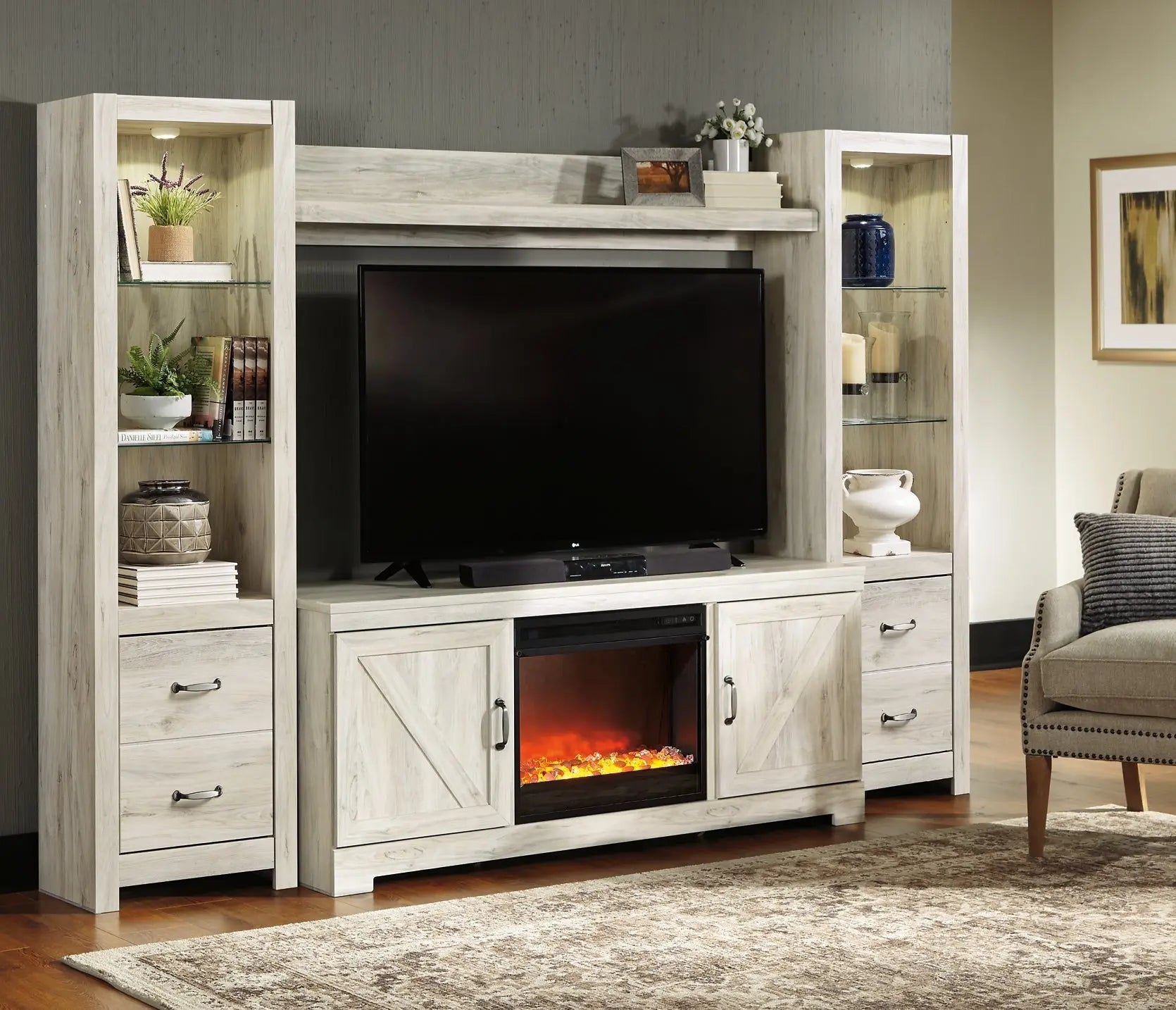 Bellaby 4-Piece Entertainment Center with Fireplace - Premier Furniture & Mattress