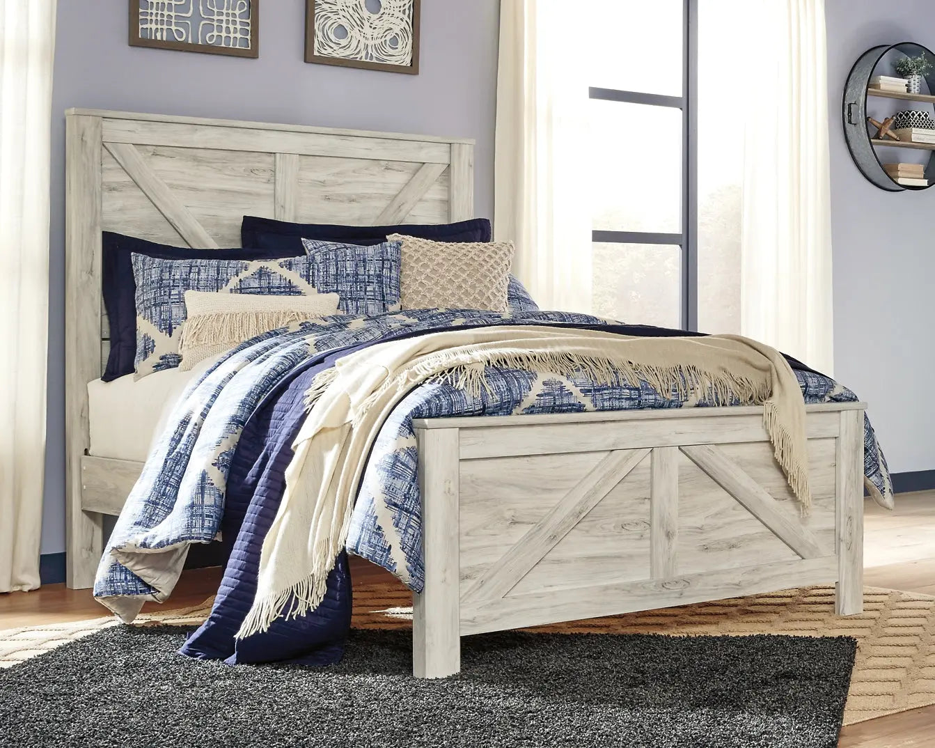 Bellaby Crossbuck Panel Bed With Mirrored Dresser - Premier Furniture & Mattress