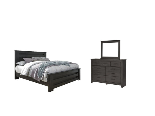 Brinxton King Panel Bed with Mirrored Dresser Premier Furniture & Mattress