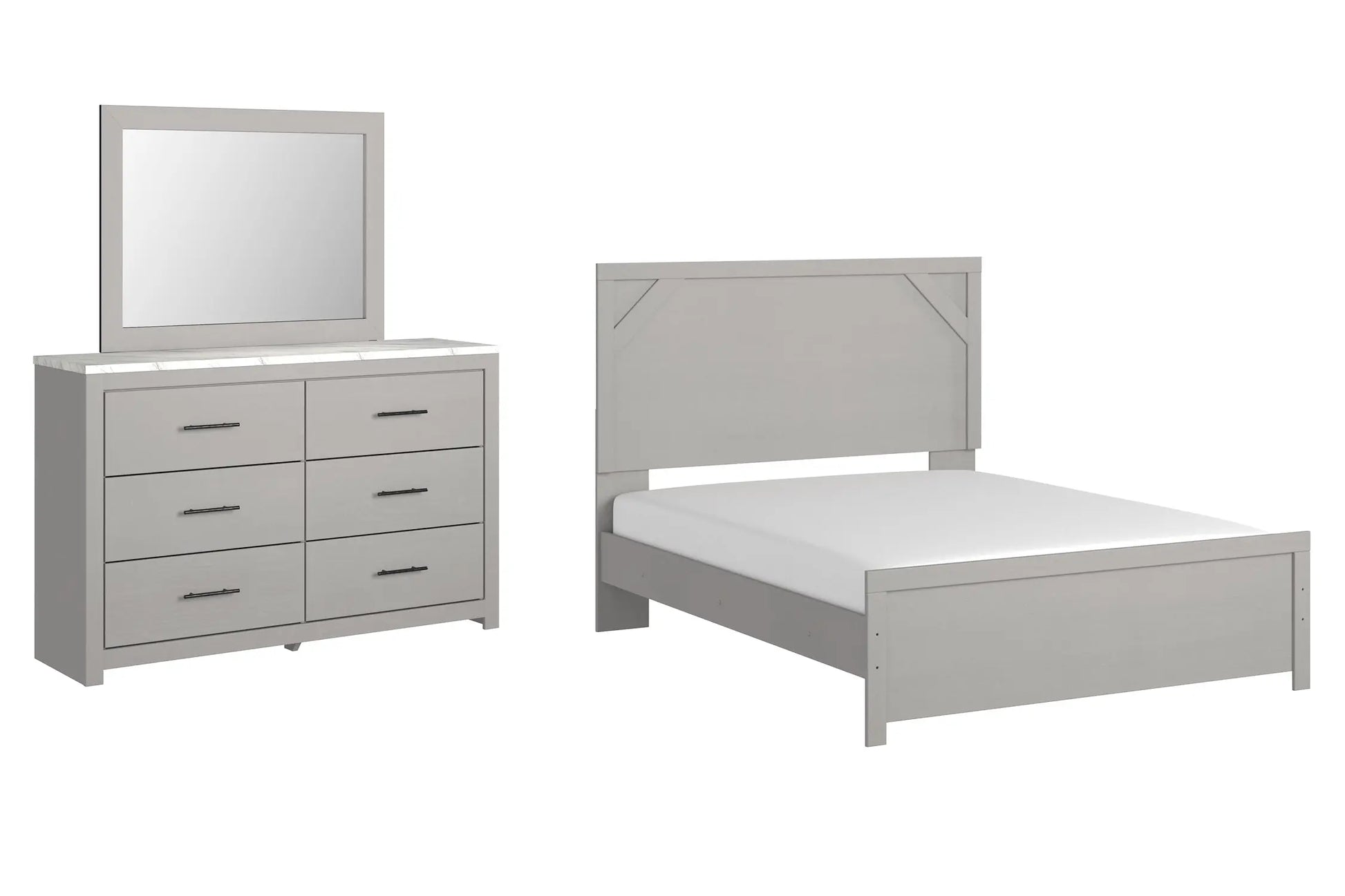 Cottonburg Queen Panel Bed with Mirrored Dresser Premier Furniture & Mattress
