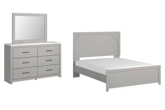 Cottonburg Queen Panel Bed with Mirrored Dresser Premier Furniture & Mattress