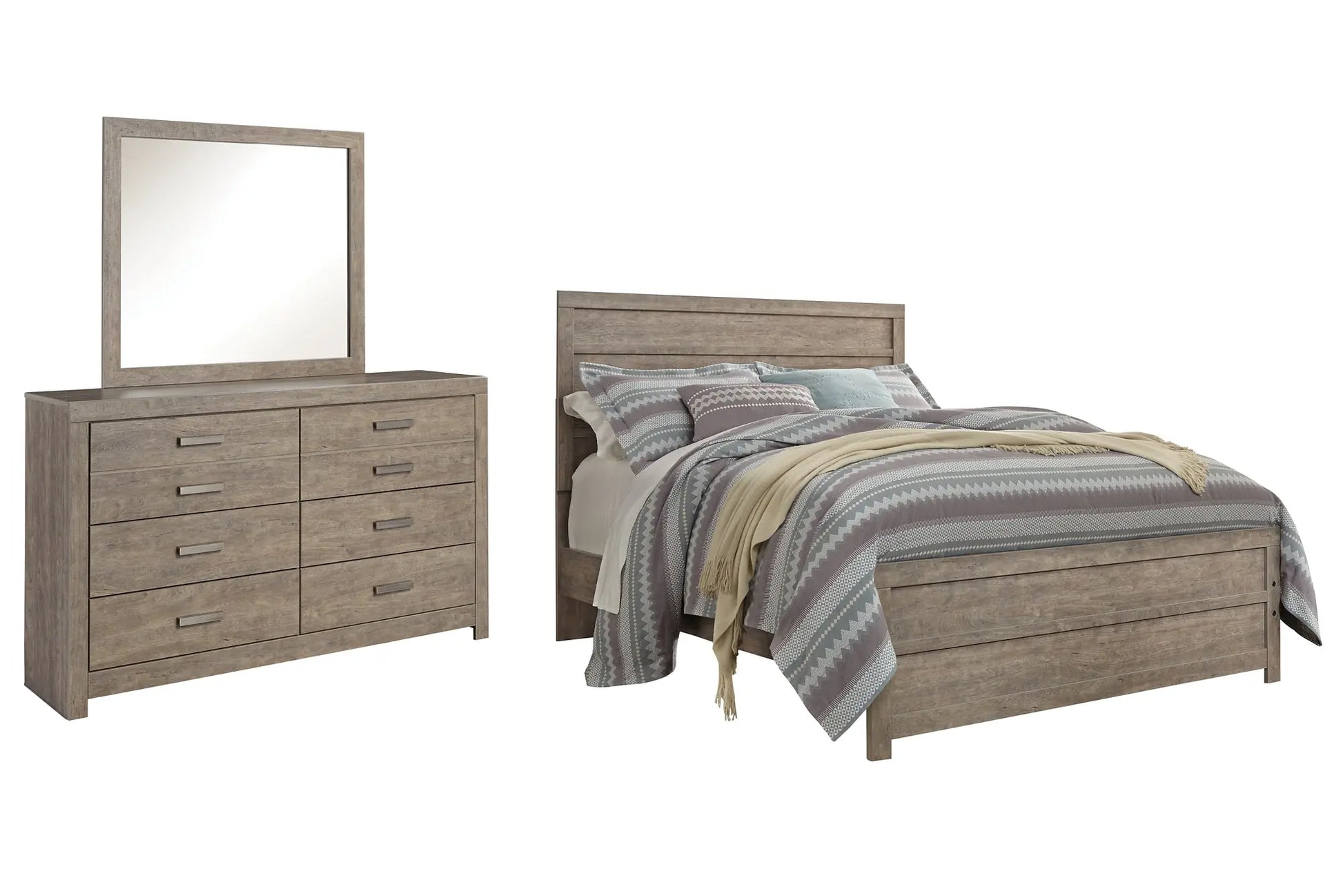 Culverbach Queen Panel Bed with Mirrored Dresser Premier Furniture & Mattress