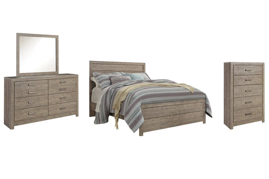 Culverbach Queen Panel Bed with Mirrored Dresser and Chest Premier Furniture & Mattress