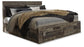 Derekson King Panel Bed with 4 Storage Drawers with Mirrored Dresser Premier Furniture & Mattress