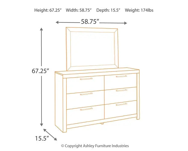 Derekson King Panel Bed with Mirrored Dresser and Nightstand - Premier Furniture & Mattress