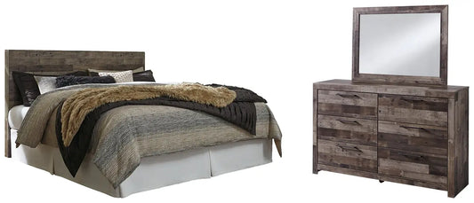 Derekson King Panel Headboard with Mirrored Dresser Premier Furniture & Mattress