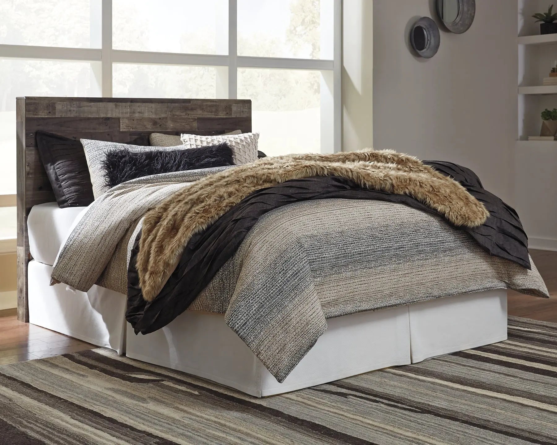 Derekson Queen/Full Panel Headboard with Mirrored Dresser and Chest Premier Furniture & Mattress