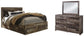 Derekson Queen Panel Bed with 4 Storage Drawers with Mirrored Dresser - Premier Furniture & Mattress