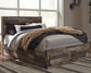 Derekson Queen Panel Bed with 4 Storage Drawers with Mirrored Dresser - Premier Furniture & Mattress
