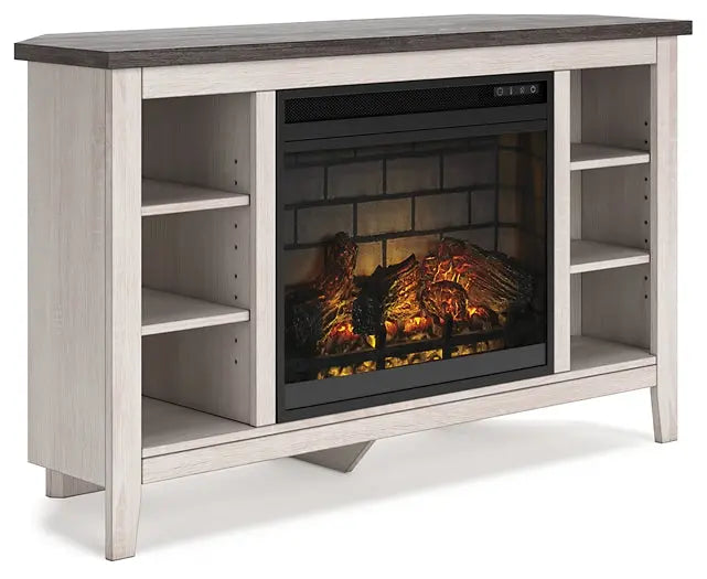 Dorrinson Corner TV Stand with Electric Fireplace - Premier Furniture & Mattress