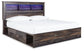 Drystan King Bookcase Bed with 2 Storage Drawers with Mirrored Dresser Premier Furniture & Mattress