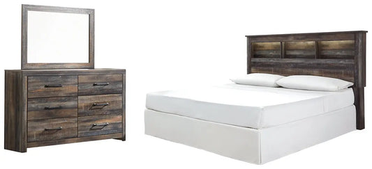 Drystan King/California King Bookcase Headboard with Mirrored Dresser Premier Furniture & Mattress