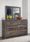 Drystan King/California King Bookcase Headboard with Mirrored Dresser and Chest Premier Furniture & Mattress