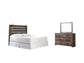 Drystan King Panel Headboard with Mirrored Dresser - Premier Furniture & Mattress
