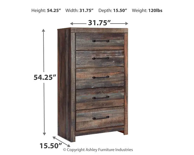 Drystan King Panel Headboard with Mirrored Dresser and Chest Premier Furniture & Mattress