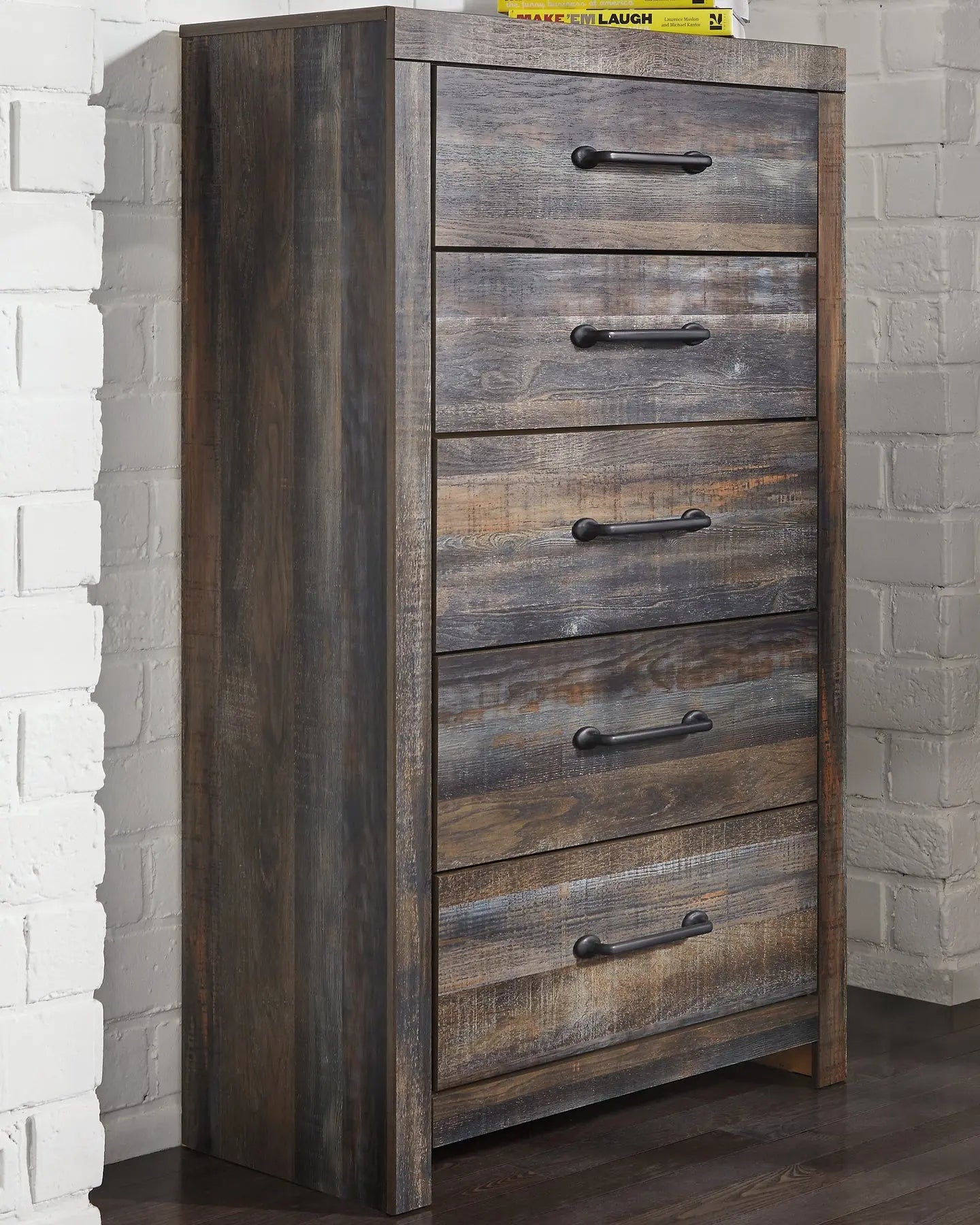 Drystan King Panel Headboard with Mirrored Dresser and Chest Premier Furniture & Mattress