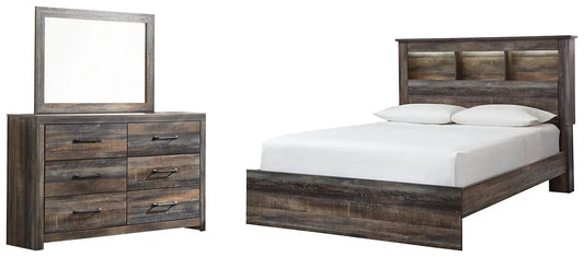 Drystan Queen Bookcase Bed with Mirrored Dresser Premier Furniture & Mattress