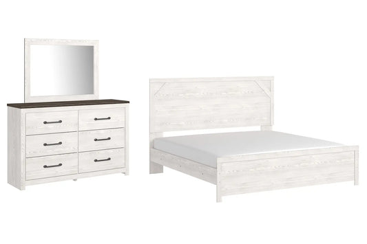 Gerridan King Panel Bed with Mirrored Dresser Premier Furniture & Mattress