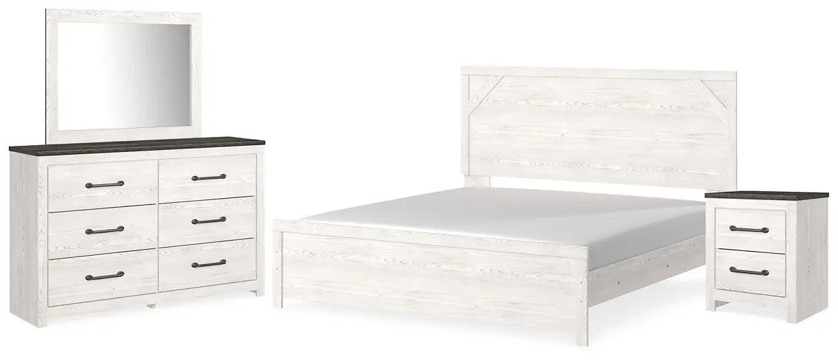 Gerridan King Panel Bed with Mirrored Dresser and Nightstand Premier Furniture & Mattress
