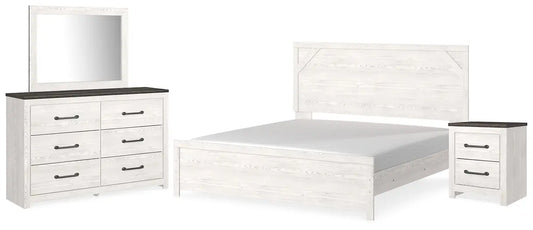 Gerridan King Panel Bed with Mirrored Dresser and Nightstand Premier Furniture & Mattress