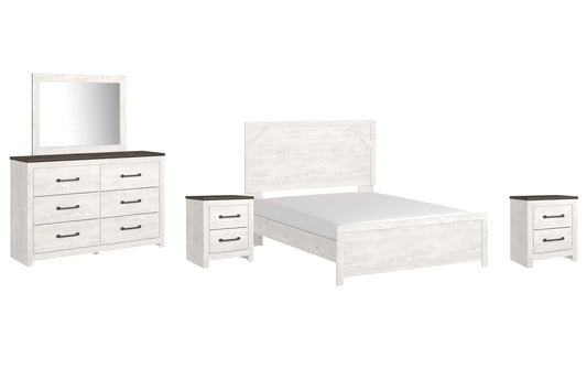 Gerridan Queen Panel Bed with Mirrored Dresser and 2 Nightstands Premier Furniture & Mattress
