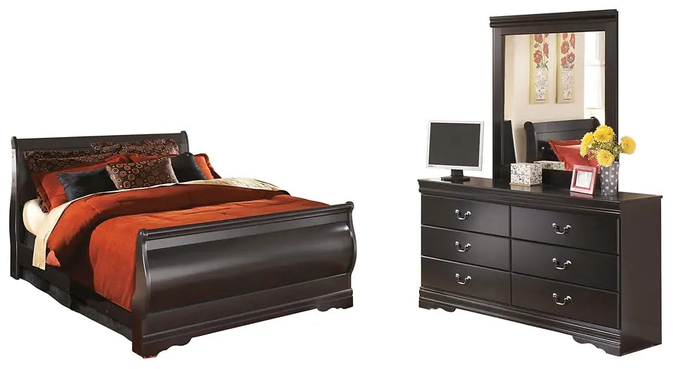Huey Vineyard Queen Sleigh Bed with Mirrored Dresser Premier Furniture & Mattress