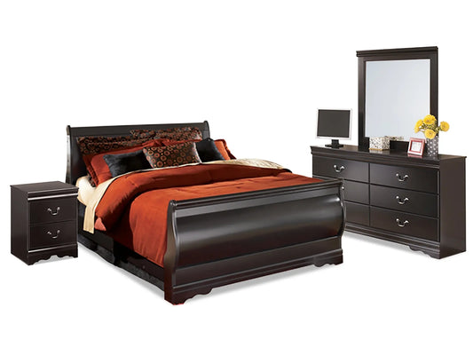 Huey Vineyard Queen Sleigh Bed with Mirrored Dresser and Nightstand Premier Furniture & Mattress