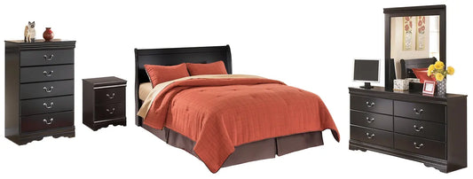 Huey Vineyard Queen Sleigh Headboard with Mirrored Dresser, Chest and Nightstand Premier Furniture & Mattress