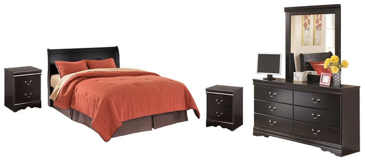Huey Vineyard Queen Sleigh Headboard with Mirrored Dresser and 2 Nightstands Premier Furniture & Mattress