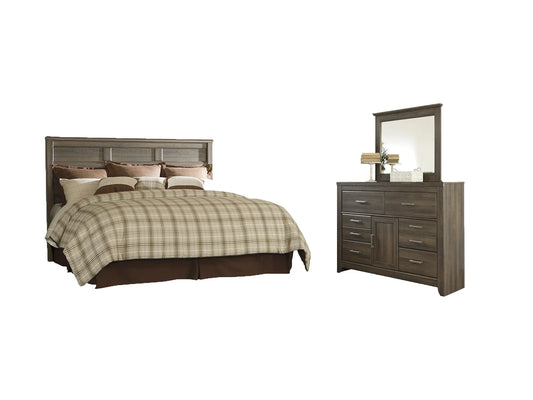 Juararo King/California King Panel Headboard with Mirrored Dresser Premier Furniture & Mattress