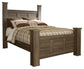 Juararo Queen Poster Bed with Mirrored Dresser Premier Furniture & Mattress