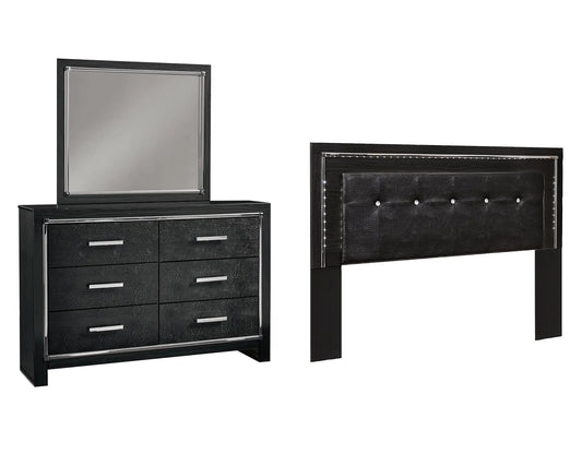 Kaydell King/California King Upholstered Panel Headboard with Mirrored Dresser Premier Furniture & Mattress