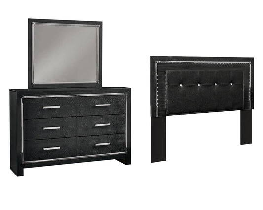 Kaydell Queen/Full Upholstered Panel Headboard with Mirrored Dresser Premier Furniture & Mattress