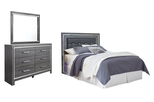 Lodanna Queen/Full Upholstered Panel Headboard with Mirrored Dresser Premier Furniture & Mattress