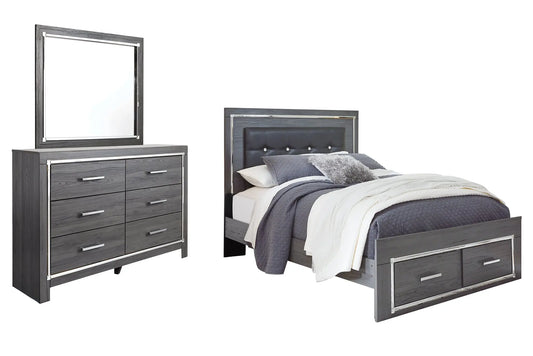 Lodanna Queen Panel Bed with 2 Storage Drawers with Mirrored Dresser Premier Furniture & Mattress