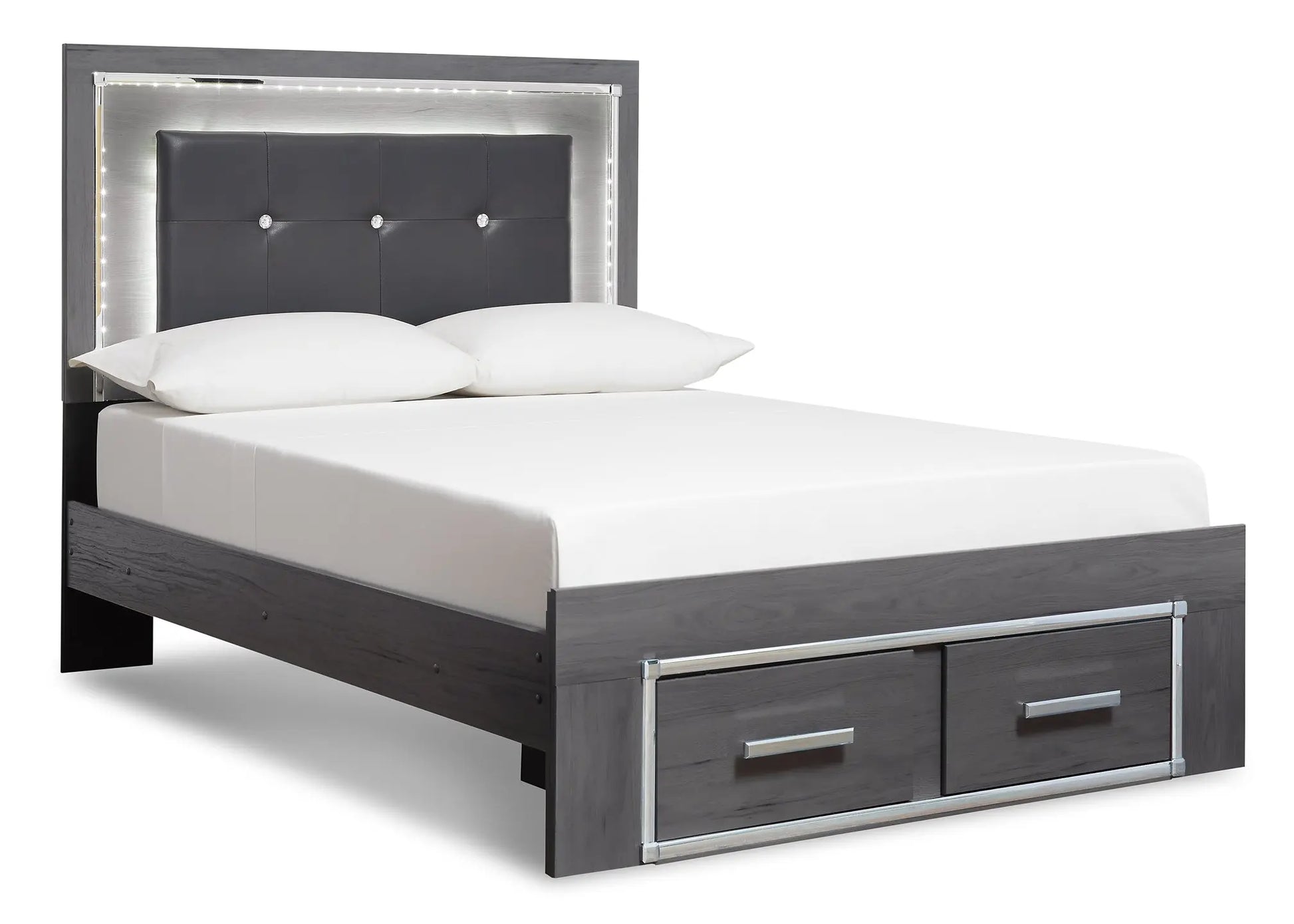 Lodanna Queen Panel Bed with 2 Storage Drawers with Mirrored Dresser Premier Furniture & Mattress