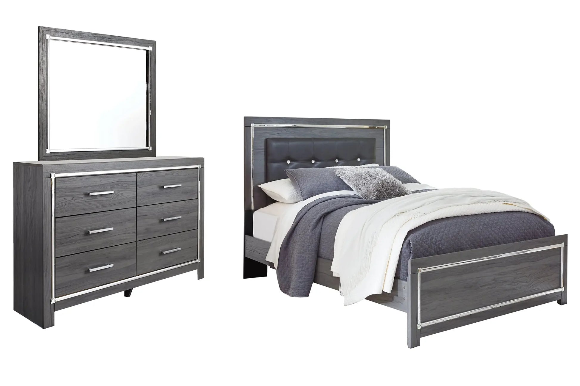 Lodanna Queen Panel Bed with Mirrored Dresser Premier Furniture & Mattress