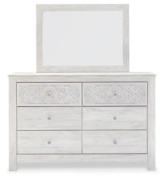 Paxberry Queen Panel Bed with Mirrored Dresser - Premier Furniture & Mattress