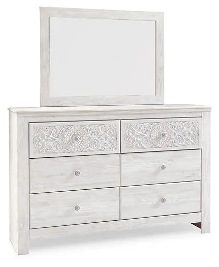Paxberry Queen Panel Bed with Mirrored Dresser - Premier Furniture & Mattress