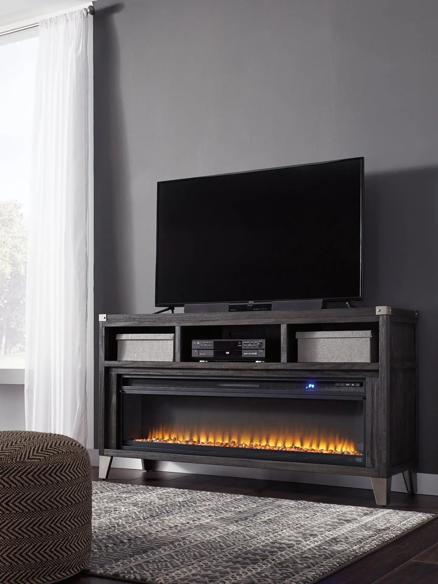 Todoe 65" TV Stand with Electric Fireplace Premier Furniture & Mattress