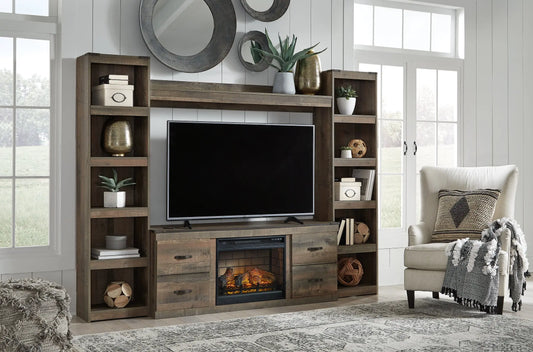 Trinell 4-Piece Entertainment Center with Electric Fireplace Premier Furniture & Mattress