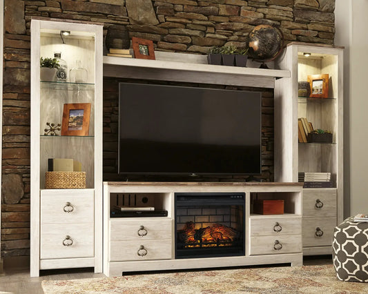 Willowton 4-Piece Entertainment Center with Electric Fireplace Premier Furniture & Mattress