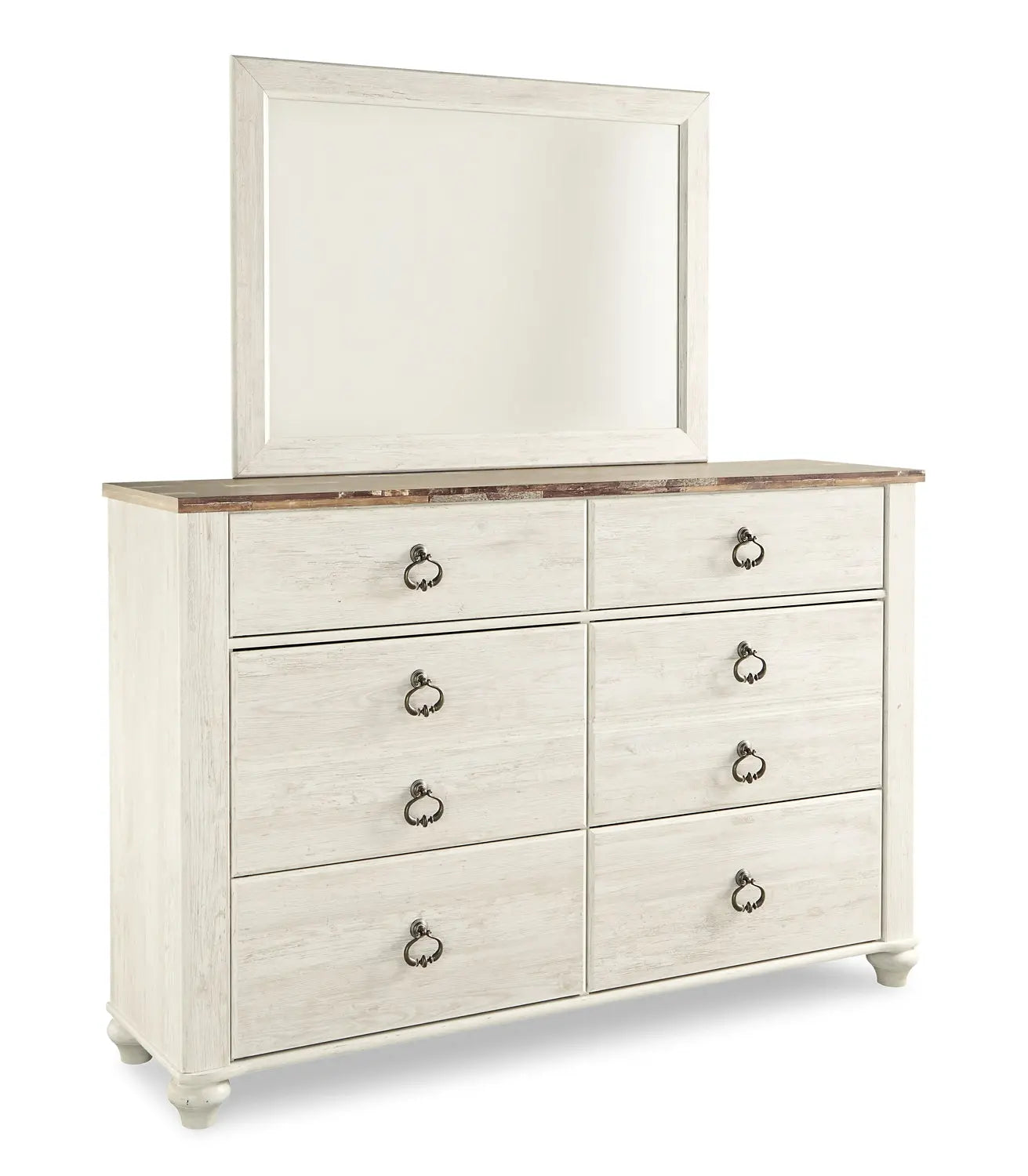 Willowton Queen Panel Bed with Mirrored Dresser - Premier Furniture & Mattress